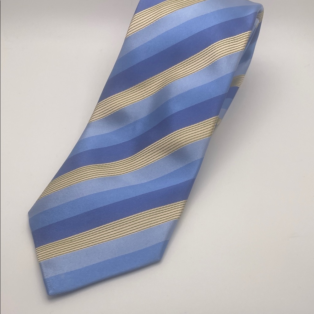 BCBG Blue and Gold Striped Men's Silk  Tie